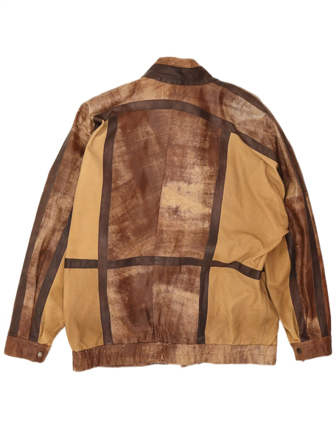 Vintage Herren Lederjacke UK 44 2XL Braun Patchwork