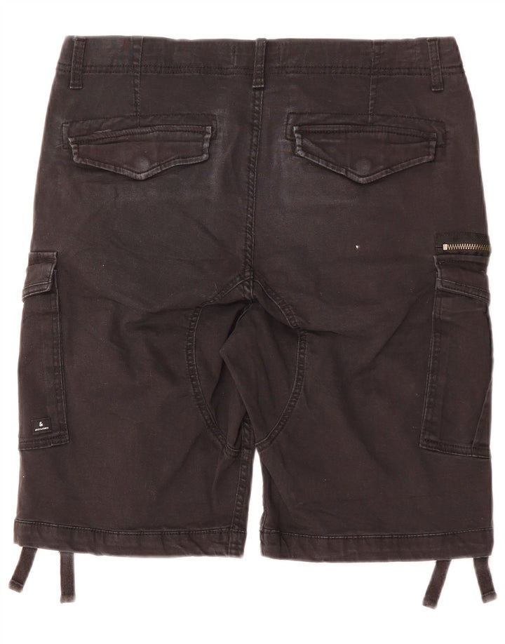 JACK & JONES Herren Comfort Fit Cargoshorts Medium W30 Schwarze Baumwolle