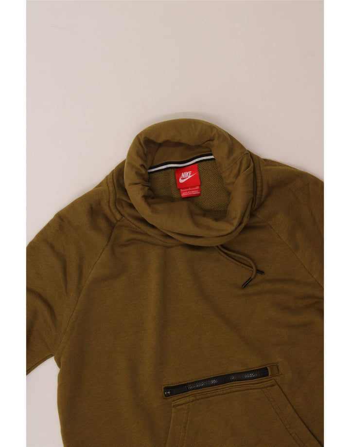 NIKE Mens Roll Neck Sweatshirt Jumper Small Khaki Cotton Vintage Nike and Second-Hand Nike from Messina Hembry 