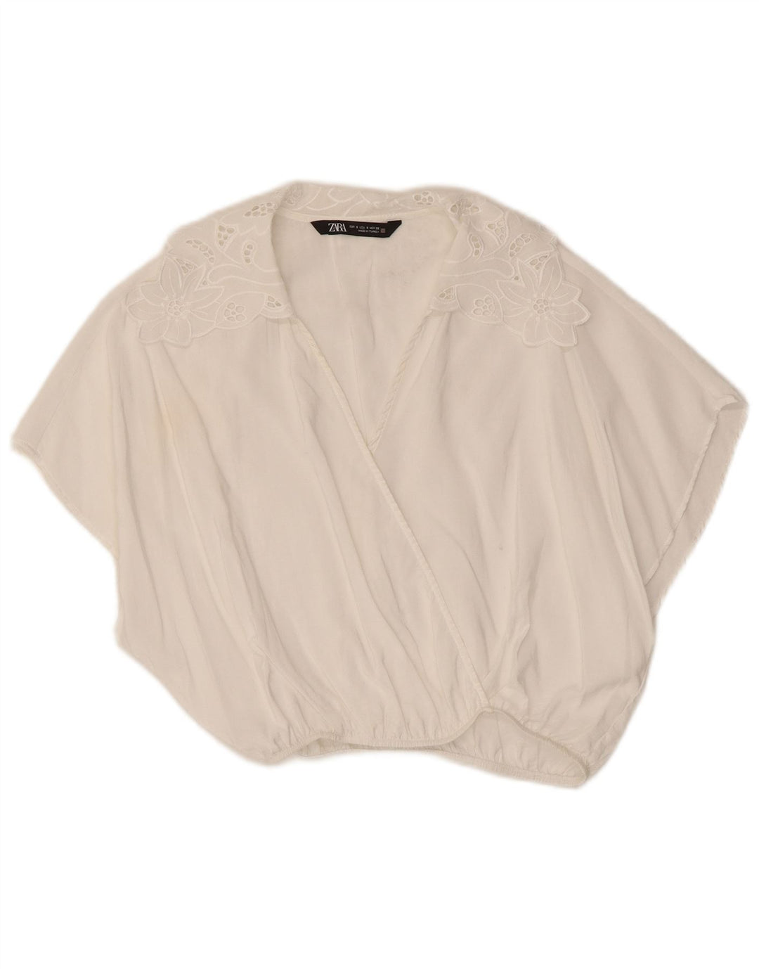 Zara Damen Crop Bluse Top UK 10 Small Weiß