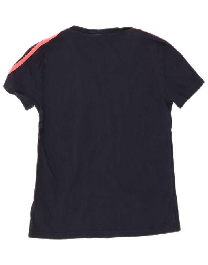 ADIDAS Damen T-Shirt Top UK 12 Medium Marineblau Baumwolle