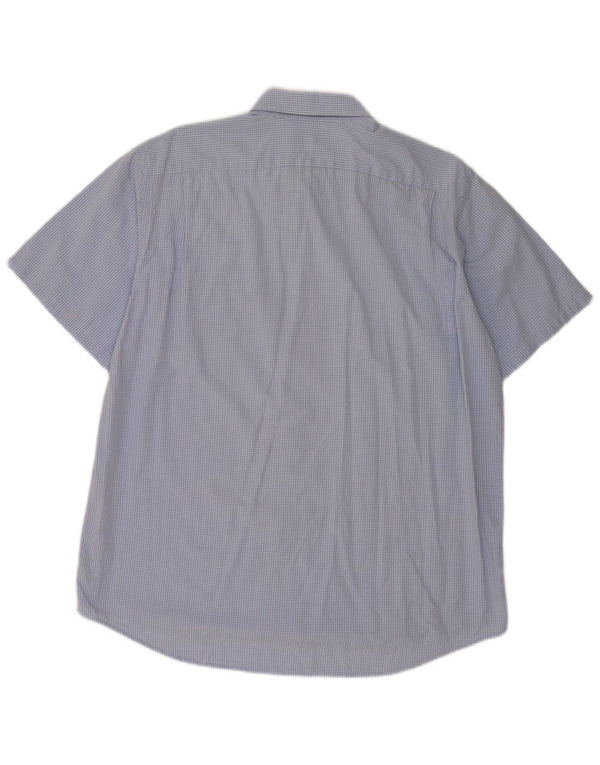 Lacoste Herren-Kurzarmhemd, Größe 42, groß, blau kariert, Baumwolle