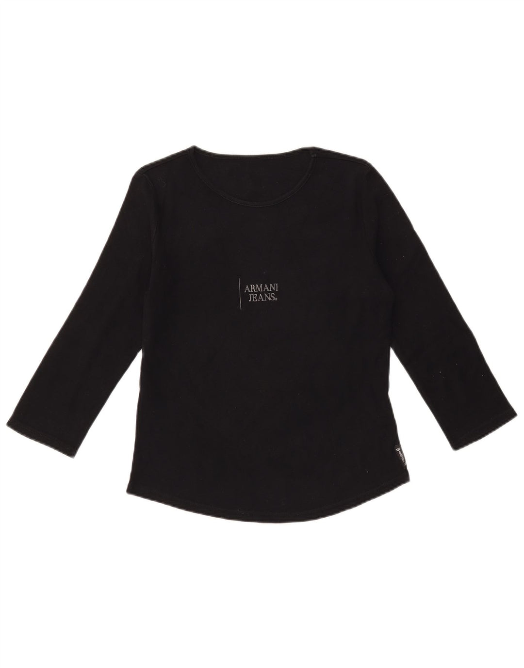 ARMANI JEANS Grafik-Top für Damen, 3/4-Ärmel, UK-Größe 12, mittelschwarz, Baumwolle