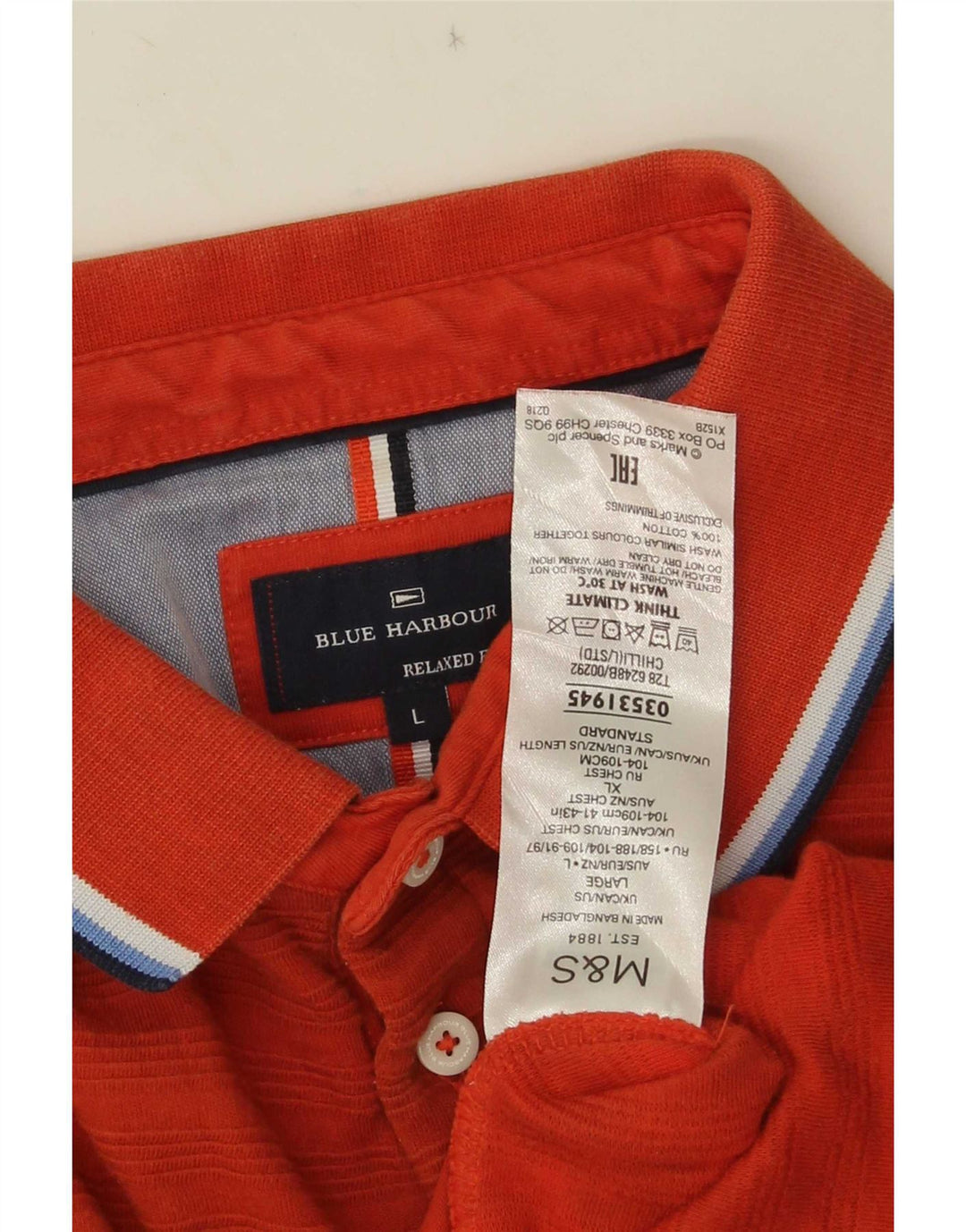 Marks & Spencer Herren Blue Harbor Relaxed Fit Poloshirt Large Orange