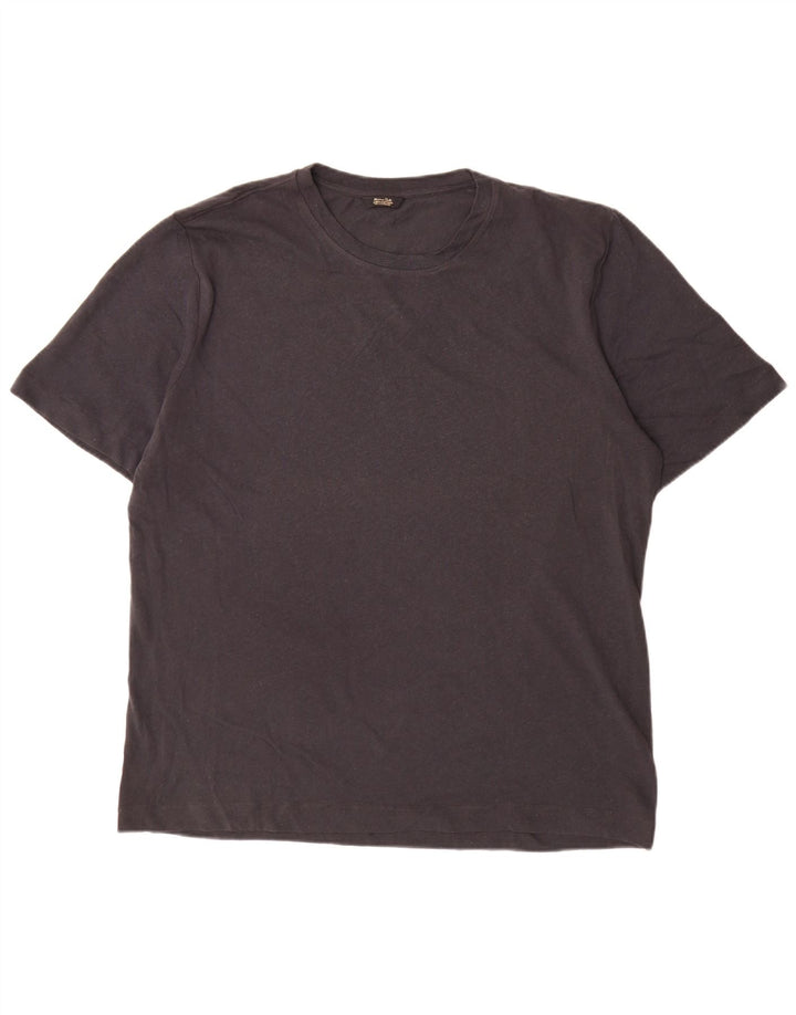 Massimo Dutti Herren T-Shirt Top 2XL Grau Leinen