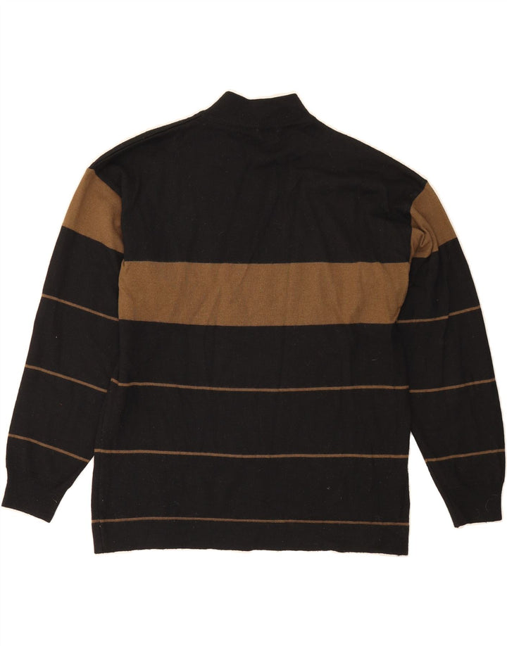VINTAGE Womens Turtle Neck Jumper Sweater UK 14 Medium Black Striped Vintage Vintage and Second-Hand Vintage from Messina Hembry 