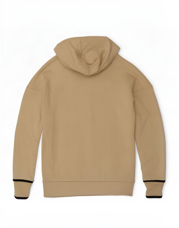 Adidas Herren-Kapuzenpullover mit Reißverschluss, mittelbeige Baumwolle