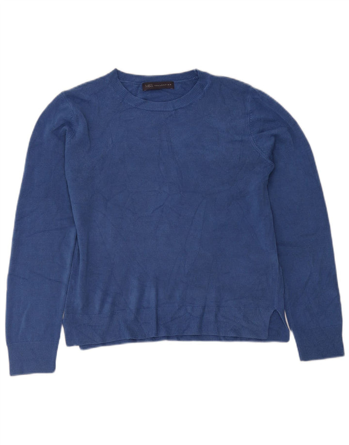 Marks & Spencer Damen-Pullover mit U-Boot-Ausschnitt, UK 12, Mittelblau, Acryl