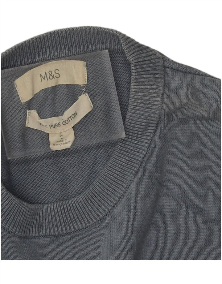 Marks & Spencer Herren-Pullover mit Rundhalsausschnitt, Größe S, blau, Baumwolle