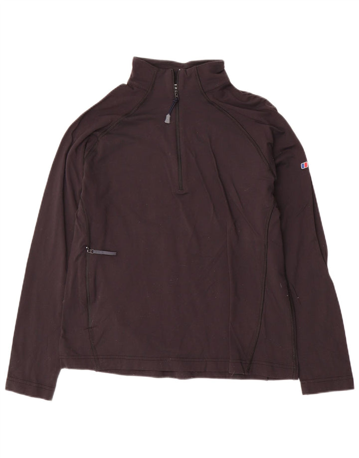Berghaus Damen-Pullover-Trainingsanzugoberteil mit Reißverschluss und Halsausschnitt, UK 12, Mittelschwarzes Nylon