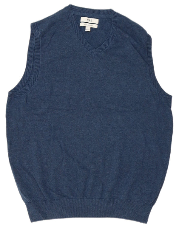 Marks & Spencer Herren-Weste-Tanktop aus mittelblauer Baumwolle