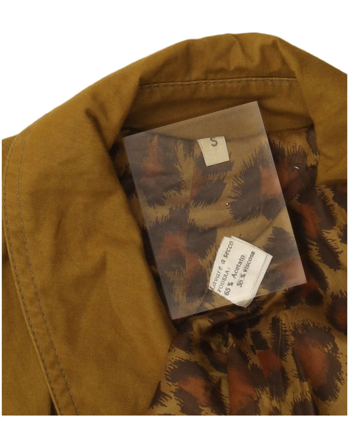 VINTAGE Damen Übergroßer Mantel UK 10 Small Khaki Acetate