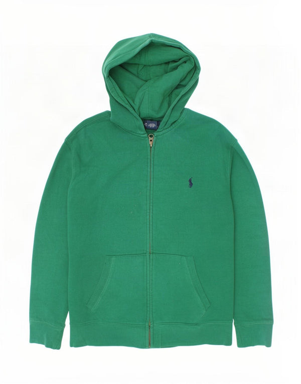 Polo Ralph Lauren Jungen-Kapuzenpullover mit Reißverschluss, 10–11 Jahre, mittelgrüne Baumwolle