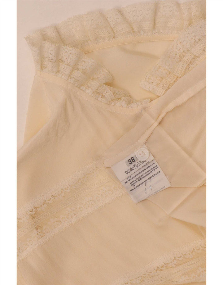 Vintage Damen Hemdbluse EU 38 Mittelbeige gestreifte Seide