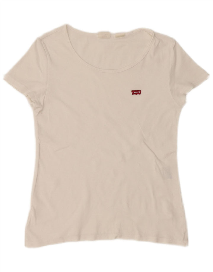 Levi's Damen Crop T-Shirt Top UK 12 Medium Weiß