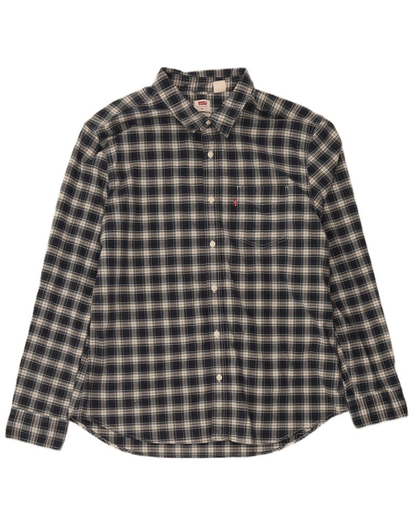 Levi's Herren-Slim-Hemd 2XL, marineblau, kariert, Baumwolle
