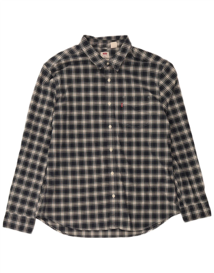 Levi's Herren-Slim-Hemd 2XL, marineblau, kariert, Baumwolle