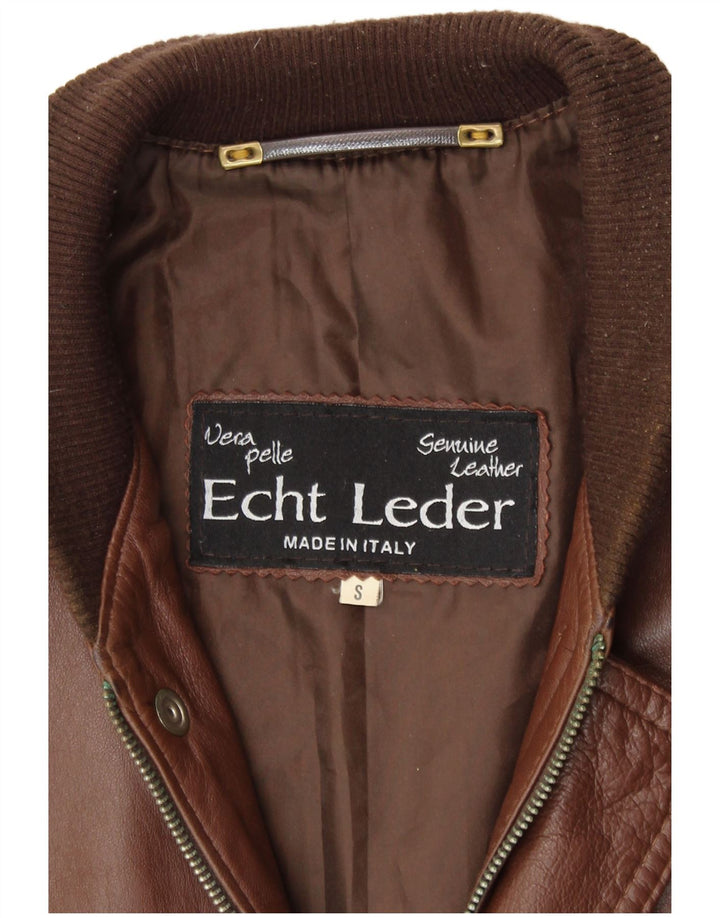 VINTAGE Herren Lederjacke UK 36 Kleines braunes Leder