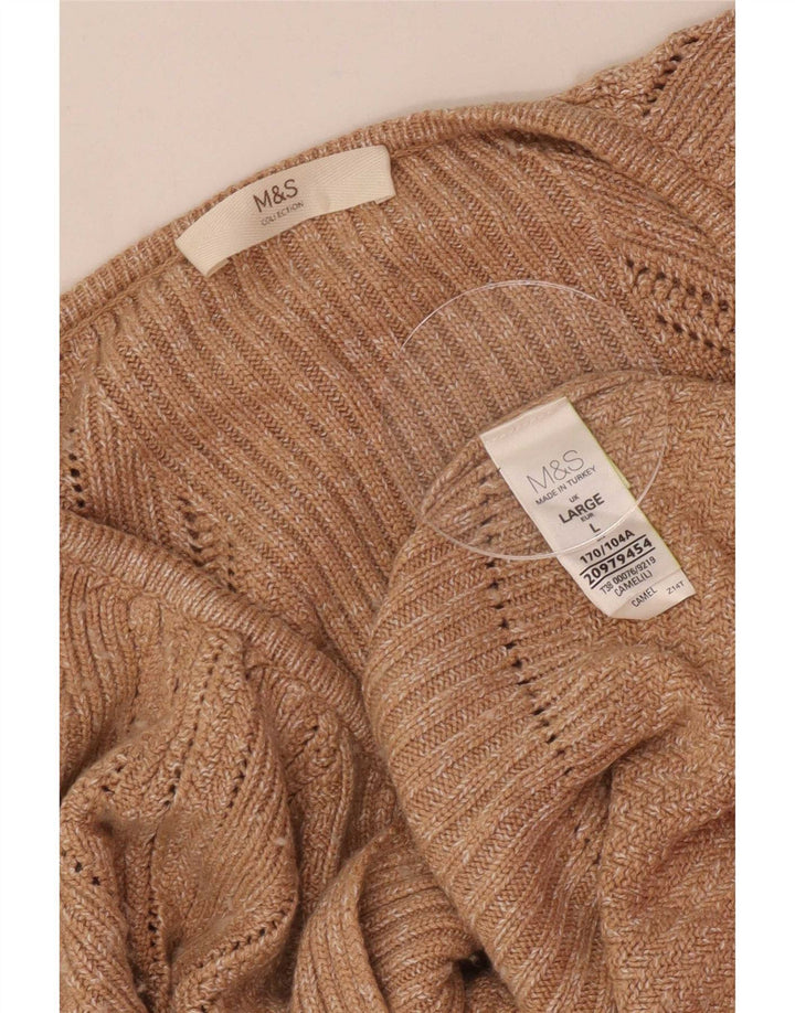 Marks & Spencer Damen Strickjacke Pullover UK 16 Large Beige Viskose