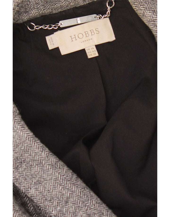 Hobbs Damen-Blazerjacke mit 3 Knöpfen, Gr. 44, Grau, Fischgrätenmuster