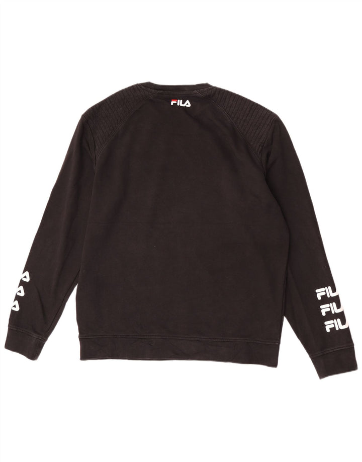 Fila Herren-Sweatshirt mit Grafik, reguläre Passform, groß, schwarze Baumwolle