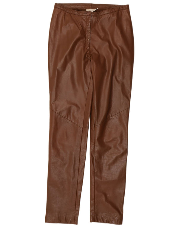 Hennes Damen Slim Lederhose EU 38 Medium W28 L33 Braunes Leder