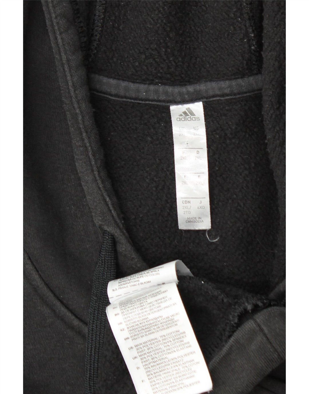 ADIDAS Herren Kapuzenpullover 2XL Schwarz Baumwolle