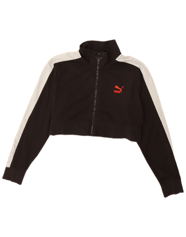 Puma Womens Crop Tracksuit Top Jacket UK 20 2XL Black Colourblock Polyester