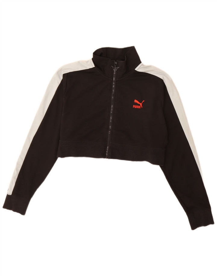 Puma Damen Crop Trainingsanzug Top Jacke UK 20 2XL Schwarz Colourblock Polyester