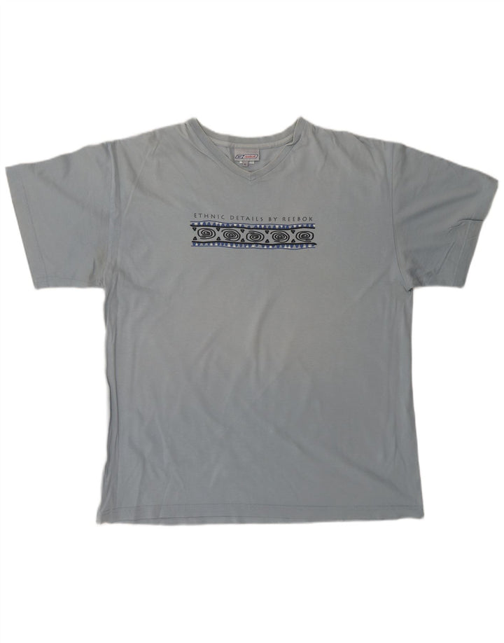 REEBOK Herren Grafik-T-Shirt-Oberteil, groß, aus blauer Baumwolle