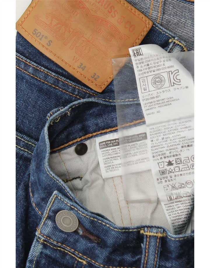 Levi's Herren 501 Straight Jeans W34 L32 Blaue Baumwolle