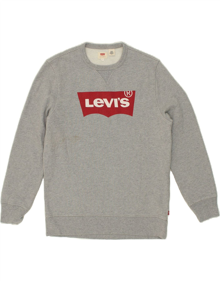 LEVI'S Mens Graphic Sweatshirt Jumper Medium Grey Cotton Vintage Levi's and Second-Hand Levi's from Messina Hembry 