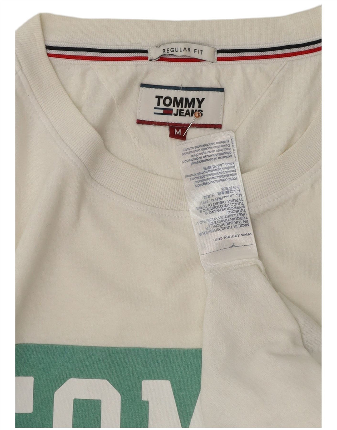 Tommy Hilfiger Herren-T-Shirt mit Grafik, Mittelweiß, Farbblock
