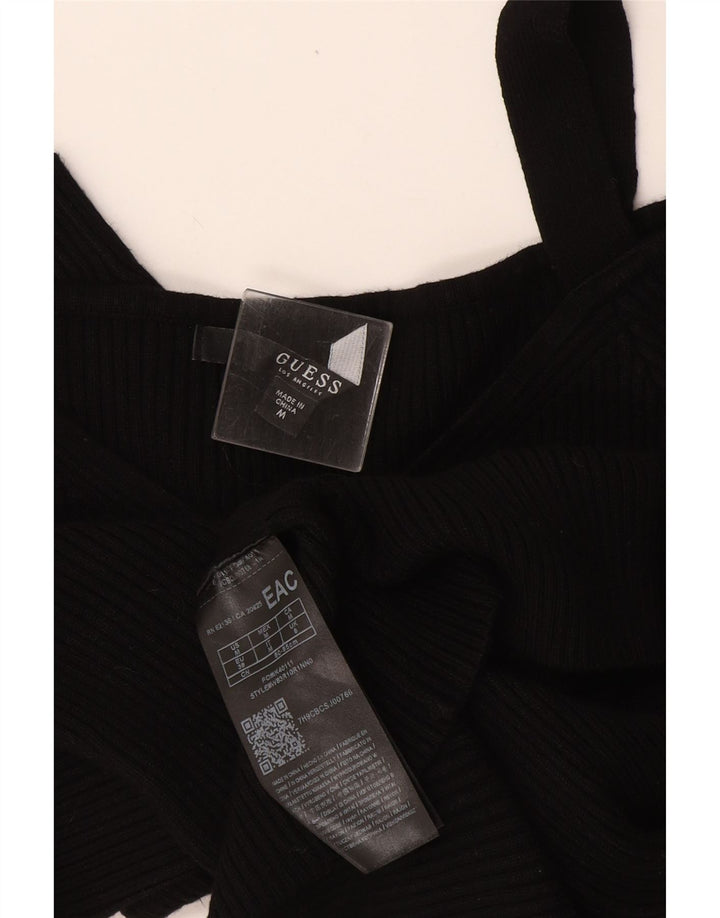 Guess Damen Crop Off Shoulder Top UK 8 Small Schwarz Rayon