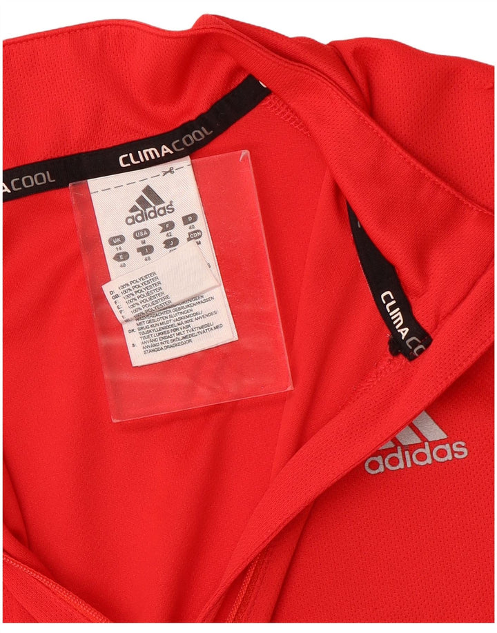 Adidas Damen Climacool Zip Neck Pullover Trainingsanzug Top UK 14 Mittelrot