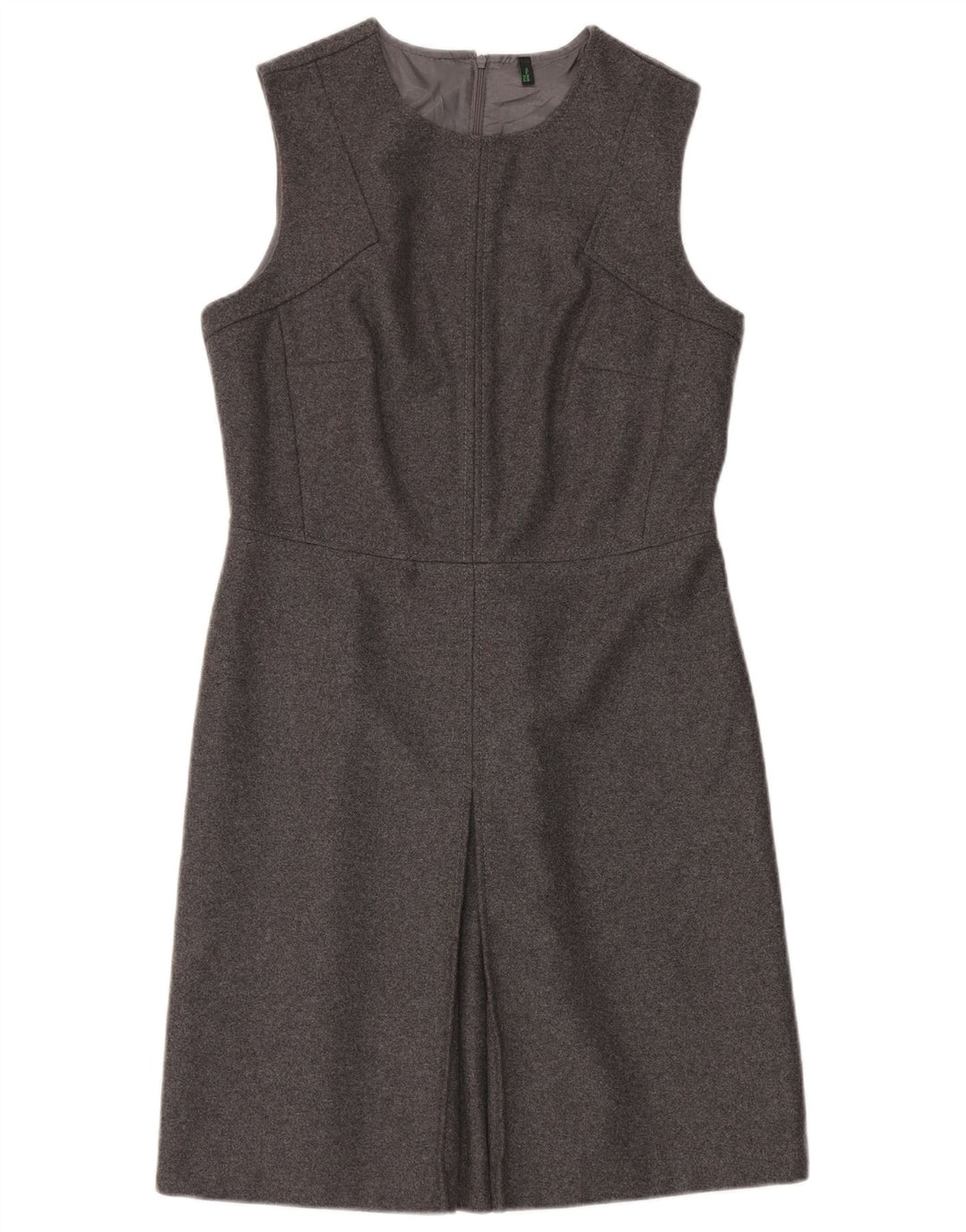 Benetton Damen Ärmelloses A-Linien-Kleid UK 14 Mittelgraue Wolle