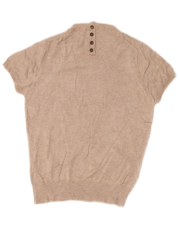 Kurzärmliger Damen-Pullover mit U-Boot-Ausschnitt von Zara, Gr. 10, Größe S, Beige, Viskose