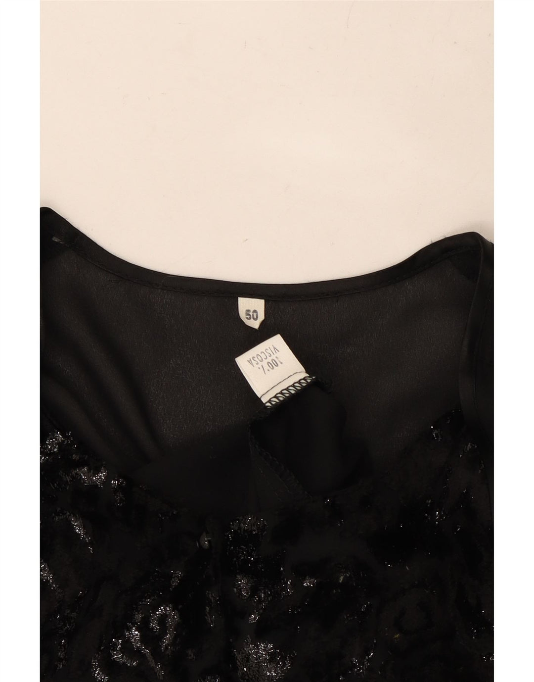 VINTAGE Damen Hemdbluse IT 50 XL Schwarz Viskose