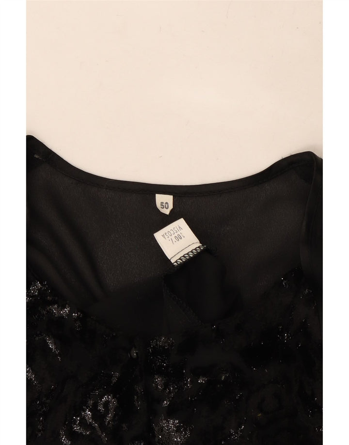 VINTAGE Damen Hemdbluse IT 50 XL Schwarz Viskose