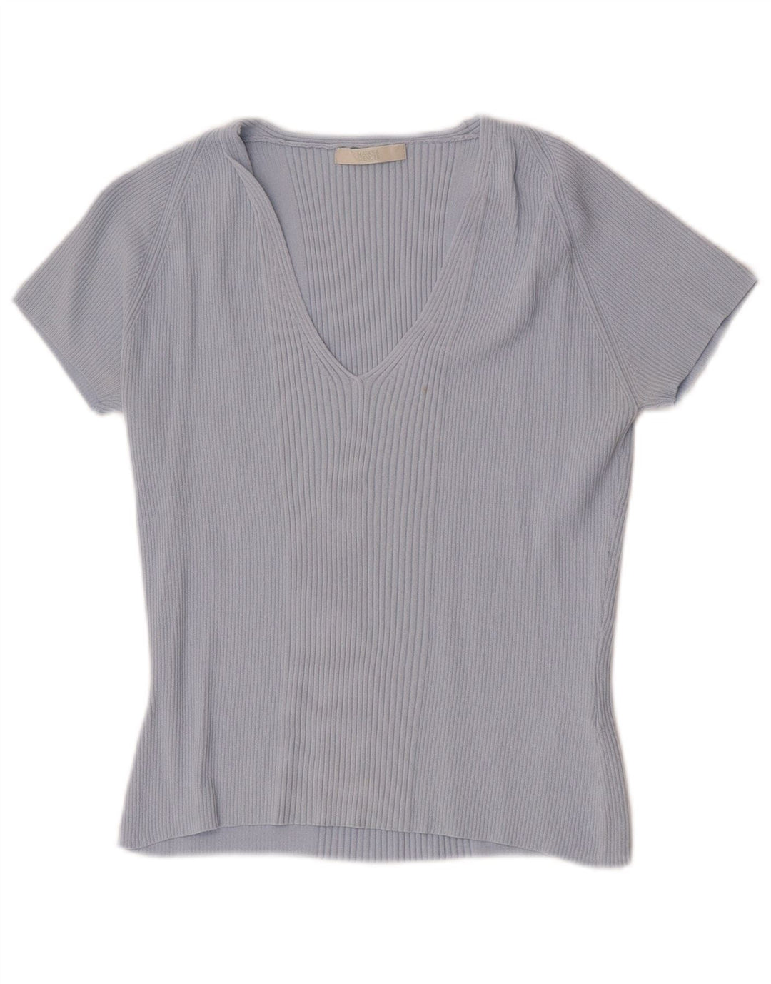 Marks & Spencer Damen Crop T-Shirt Top UK 14 Mittelblaue Viskose