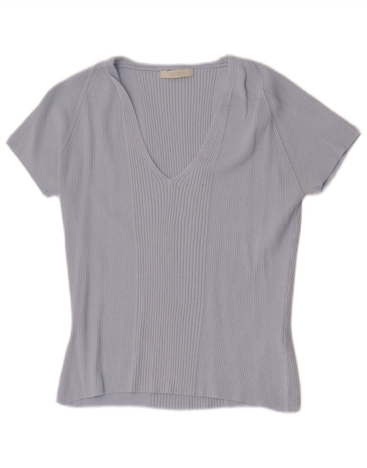 Marks & Spencer Damen Crop T-Shirt Top UK 14 Mittelblaue Viskose