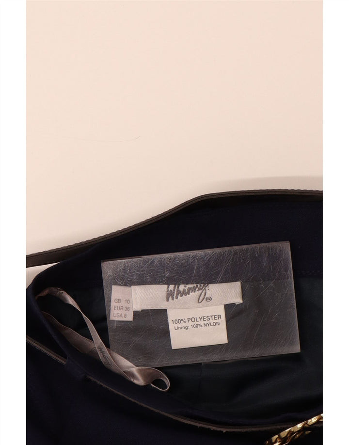 VINTAGE Damen Bleistiftrock UK 10 Small W26 Marineblau Polyester