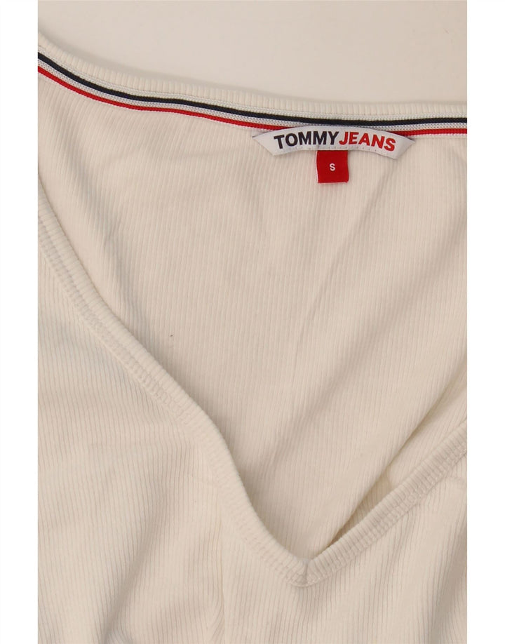 TOMMY HILFIGER Damen Crop Top Langarm UK 8 Small Weiß