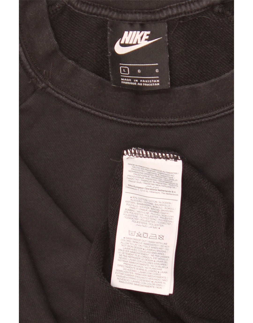 Nike Damen Sweatshirt Pullover UK 16 Large Schwarz Baumwolle