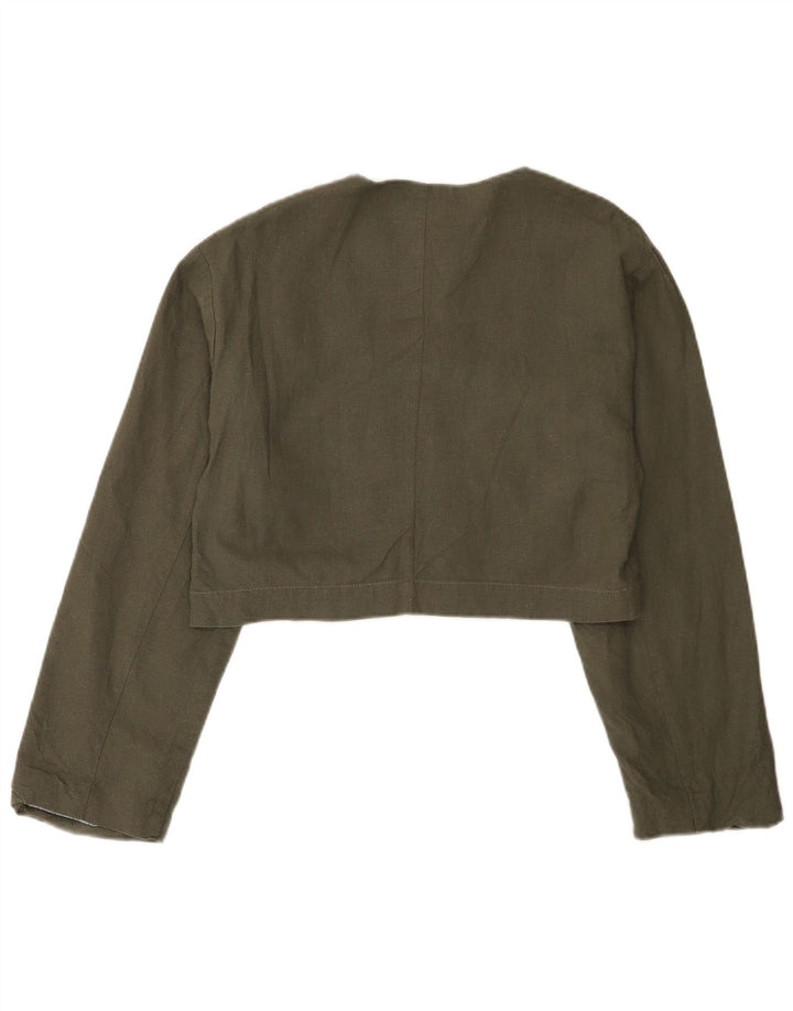 Übergroße Bolero-Jacke von Zara für Damen, UK 10, kleines Khaki-Leinen