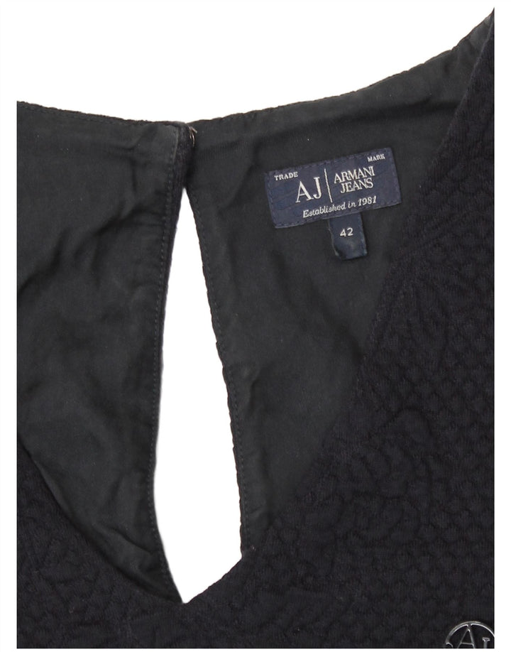 Armani Damen Etuikleid UK 12 Medium Marineblau mit Blumenmuster