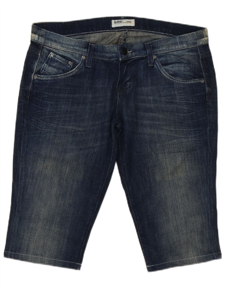 Lee Damen Lynn Schmale Jeansshorts W32 Große blaue Baumwolle