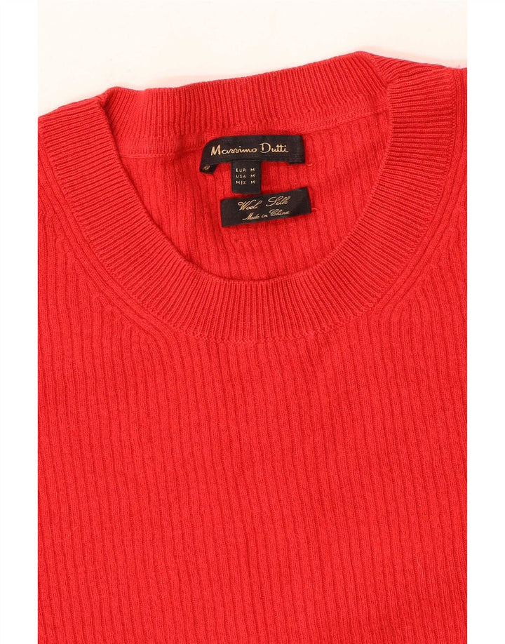 Massimo Dutti Damen-Pullover mit Rundhalsausschnitt, UK 12, mittelrote Wolle