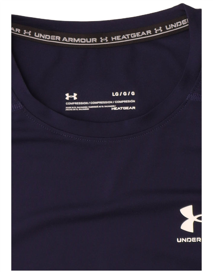 UNDER ARMOUR Herren Heat Gear T-Shirt Top Large Marineblau Synthetik