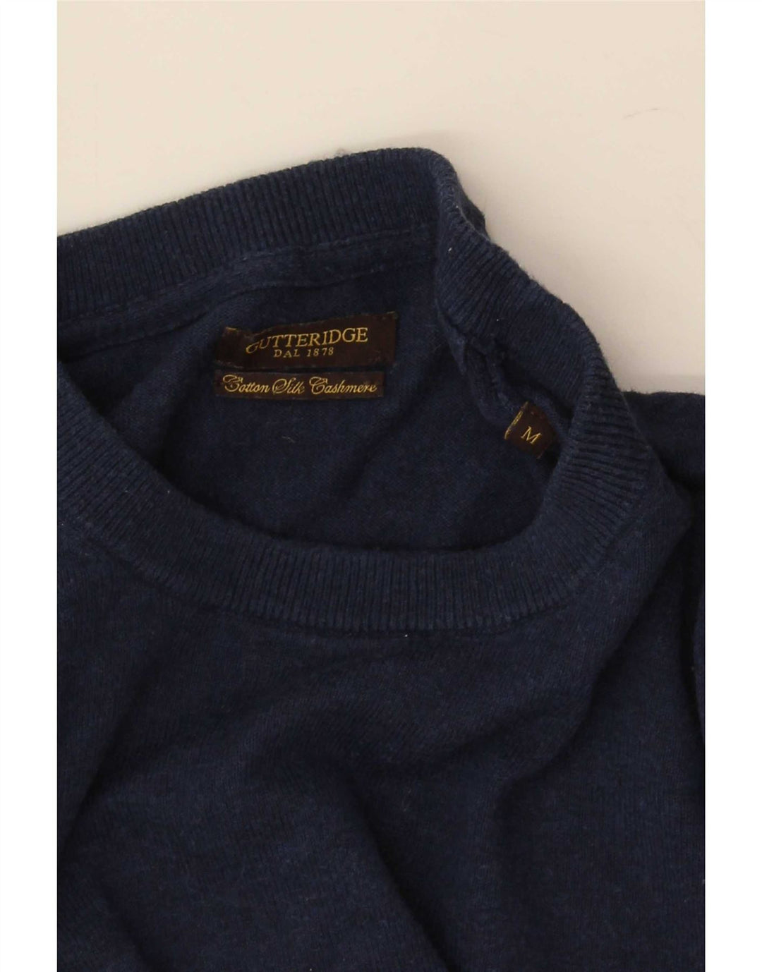 Gutteridge Herren-Pullover mit Rundhalsausschnitt, mittlere marineblaue Baumwolle